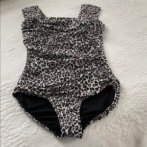 Swimsuit by Albion.  Animal print